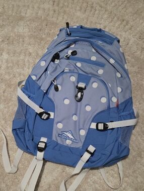 High Sierra Light Blue and White Polka Dot Backpack